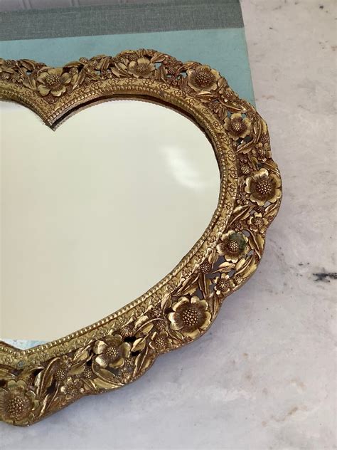 landscape print metal box vintage heart mirror|vintage heart mirrors.